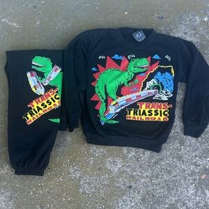 Vintage 1993 Dinosaur Graphic Sweatshirt and Pants Set